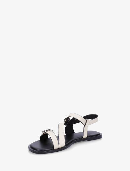 Sandales plates à double boucles en simili - Beige - 3