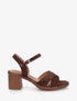 Sandales croisées en suédine à talon carré - Marron - 1