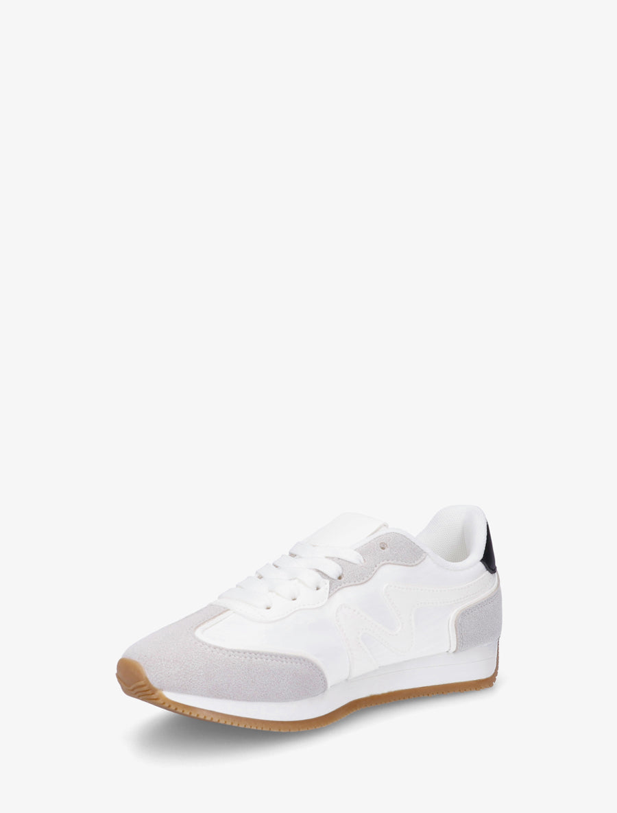 Sneakers à empiècement nubuck - Blanc - 3