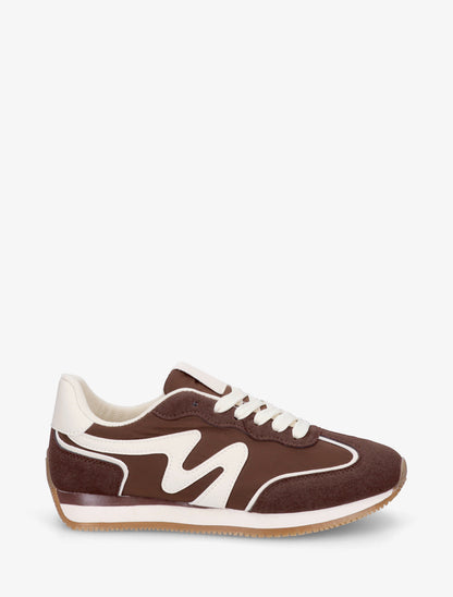 Sneakers à empiècement nubuck - Marron - 1
