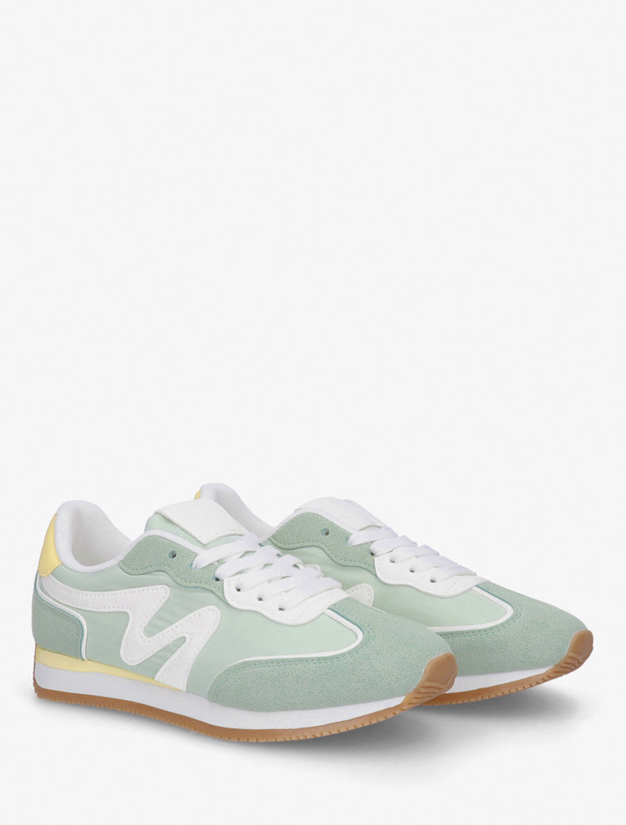 Sneakers à bandes contrastantes - Vert d&