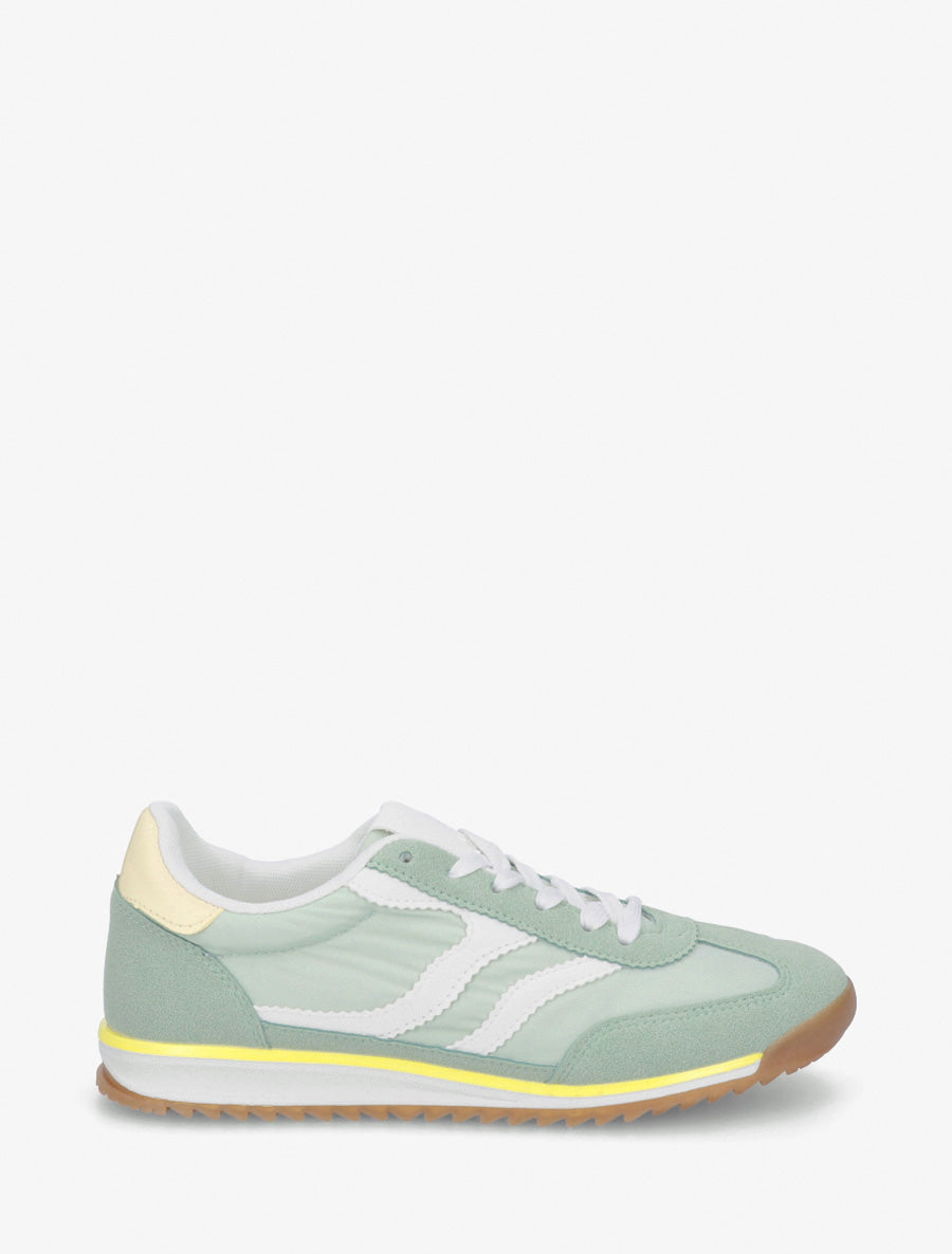 Baskets à empiècements nubuck - Vert amande