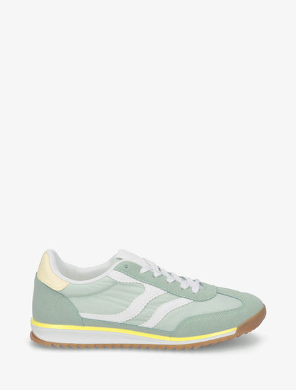 Baskets à empiècements nubuck - Vert amande