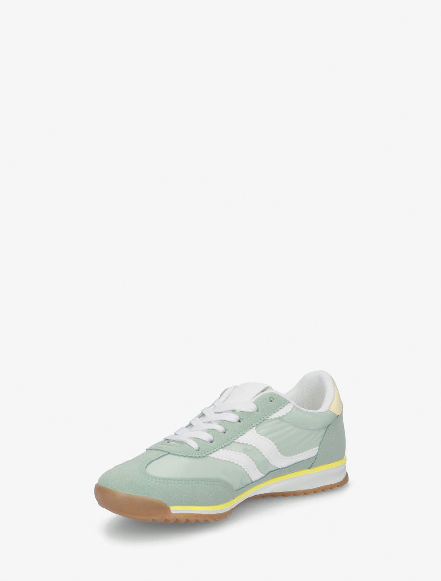 Baskets à empiècements nubuck - Vert amande