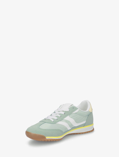 Baskets à empiècements nubuck - Vert amande