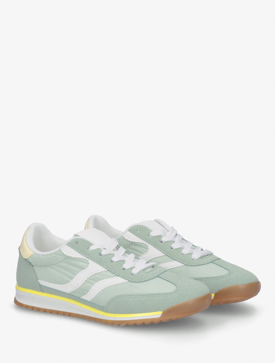 Baskets à empiècements nubuck - Vert amande