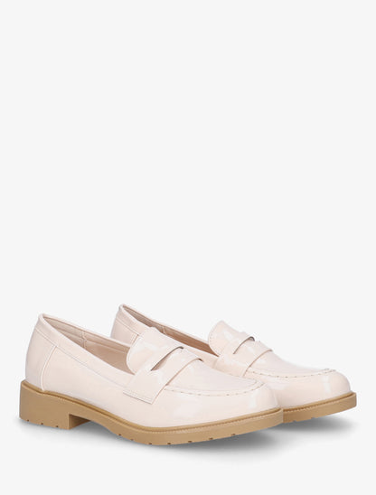 Mocassins vernis en simili - Beige - 4