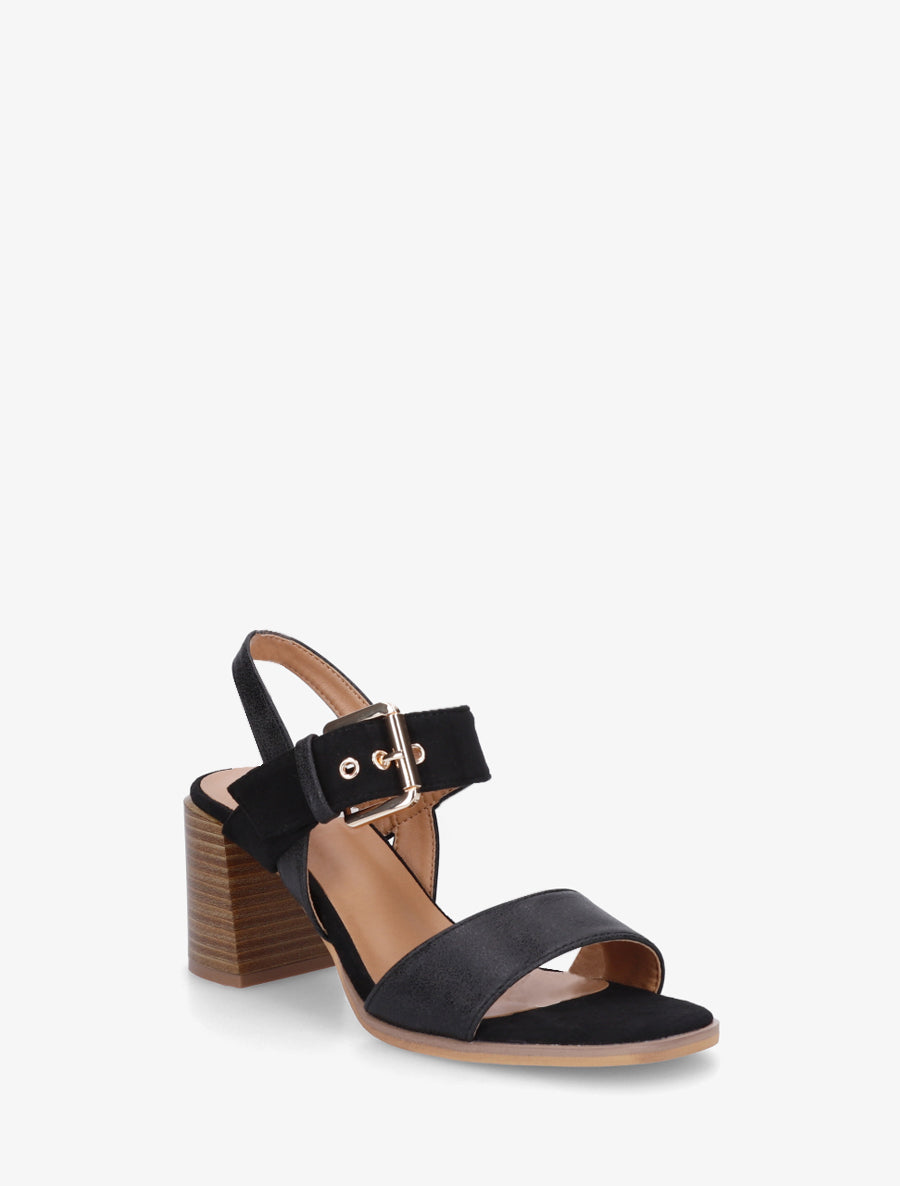 Sandales bimatière à talon - Noir - 2