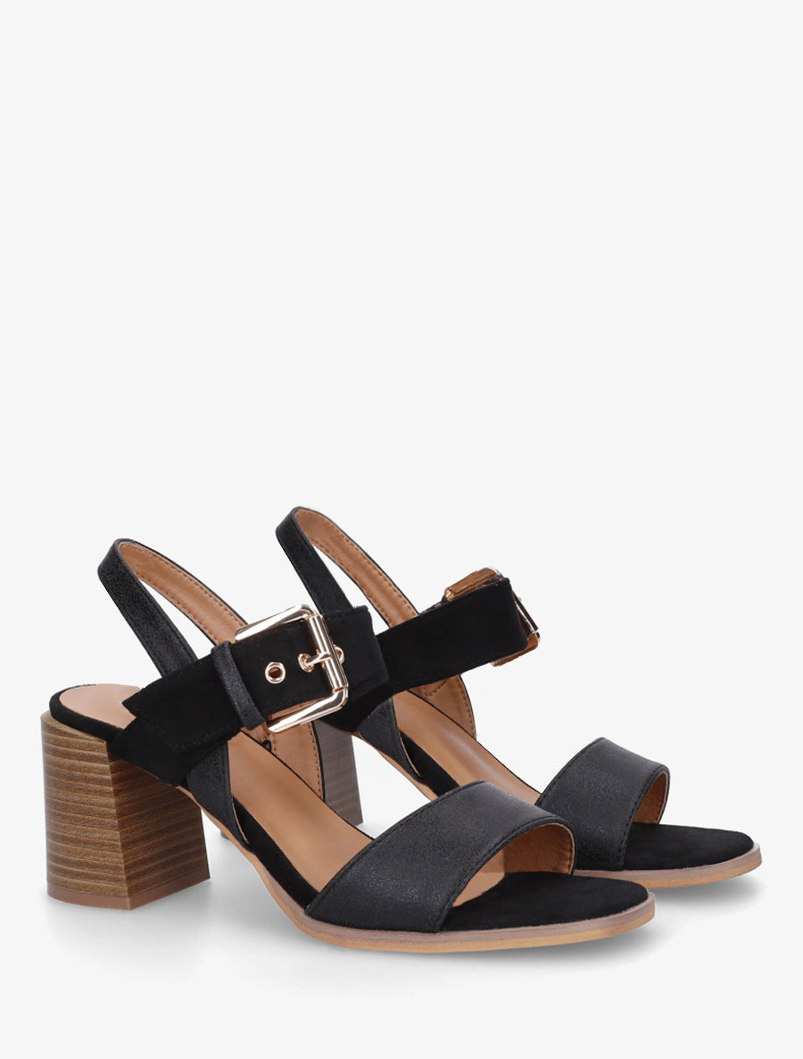 Sandales bimatière à talon - Noir - 4