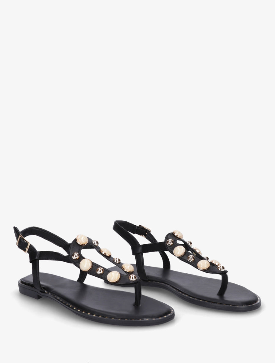 Nu-pieds à clous et bijoux marbrés - Noir - 4