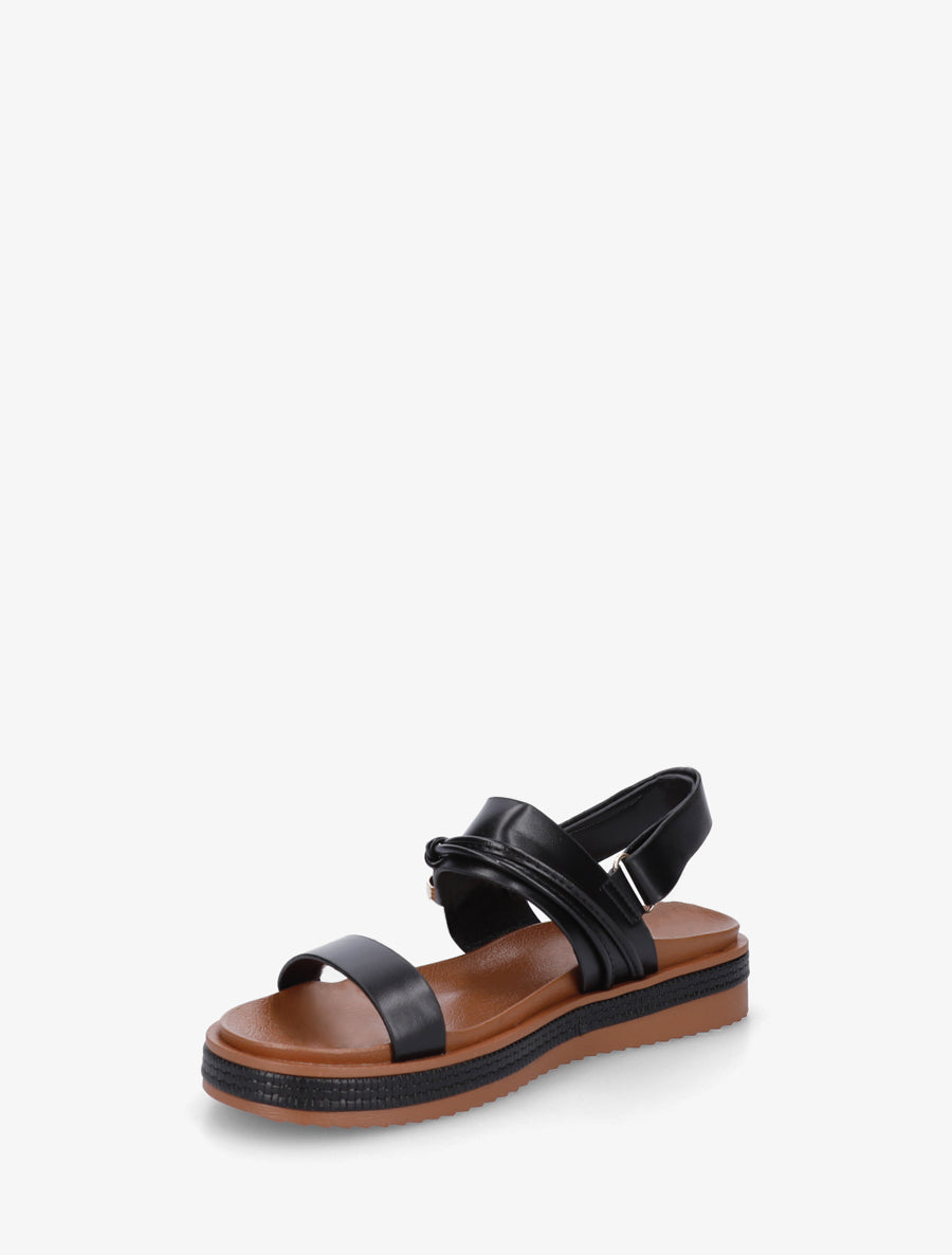 Sandales plates à boucle métallique fantaisie - Noir - 3