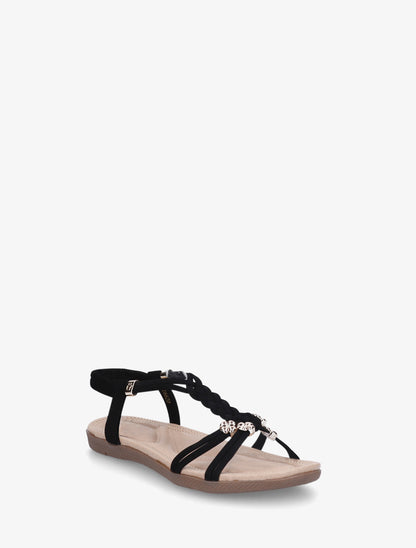 Nu-pieds confort à empiècement bijoux - Noir - 2