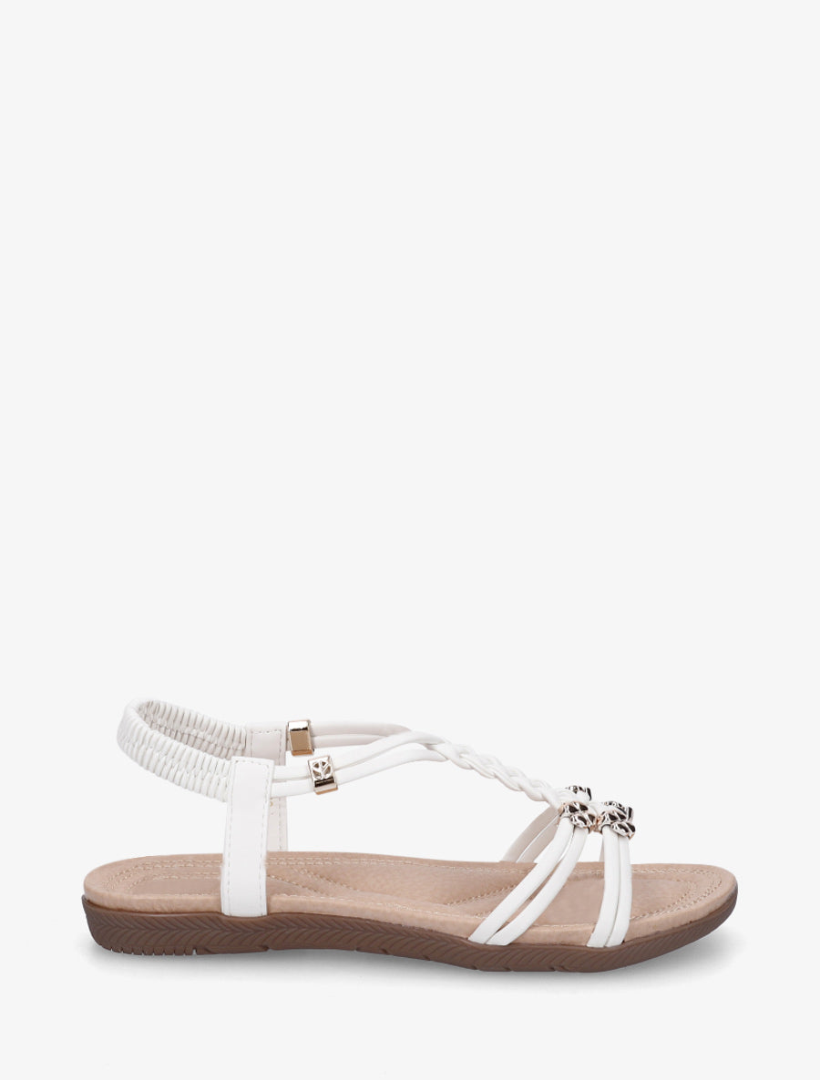 Nu-pieds confort à empiècement bijoux - Blanc - 1