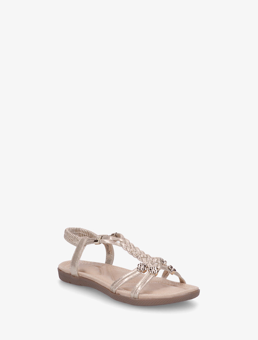 Nu-pieds confort à empiècement bijoux - Or - 2