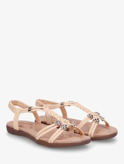Nu-pieds confort à empiècement bijoux - Rose saumon - 4