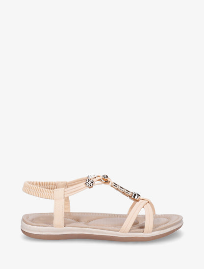 Nu-pieds à empiècement bijoux - Rose saumon - 1