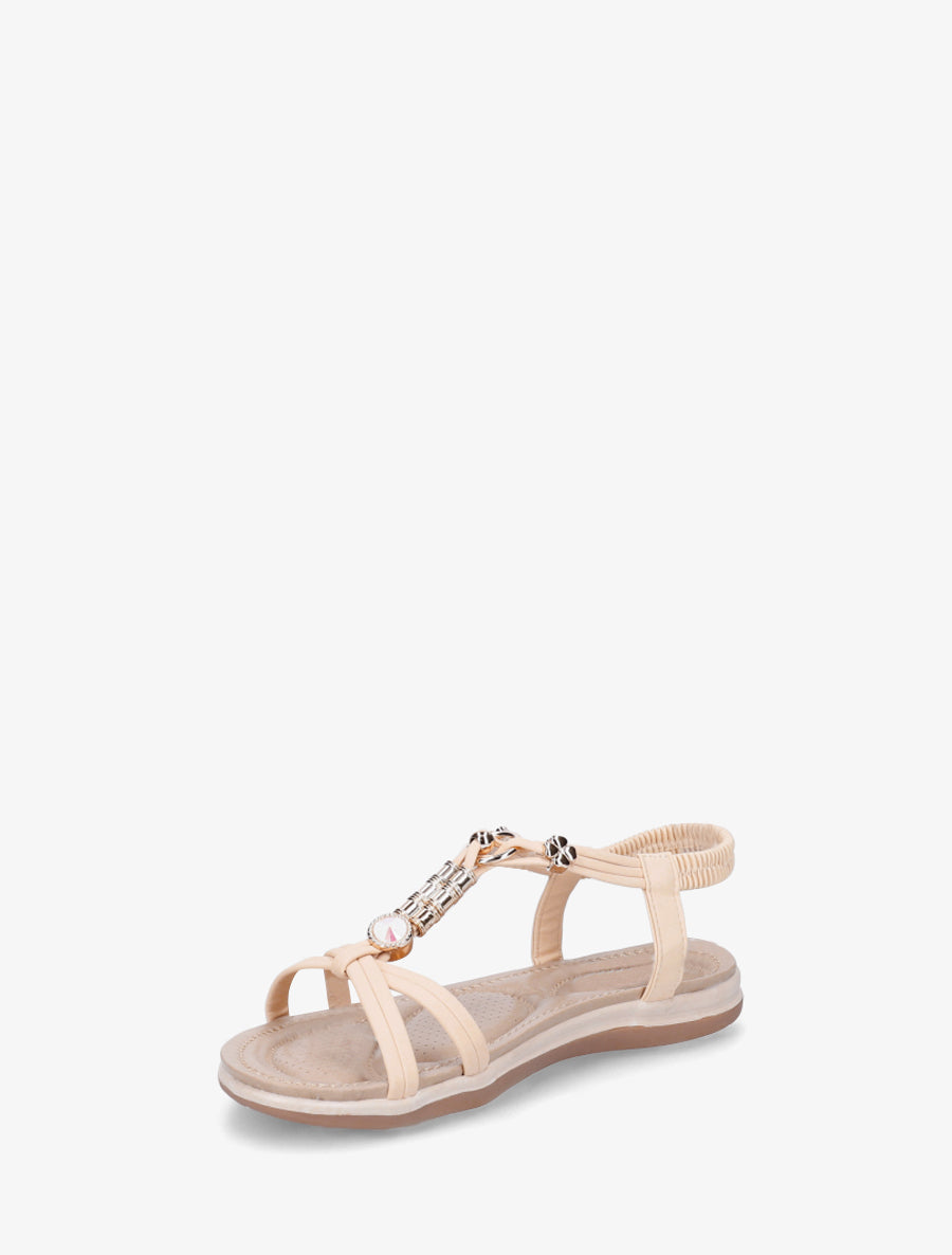 Nu-pieds à empiècement bijoux - Rose saumon - 3