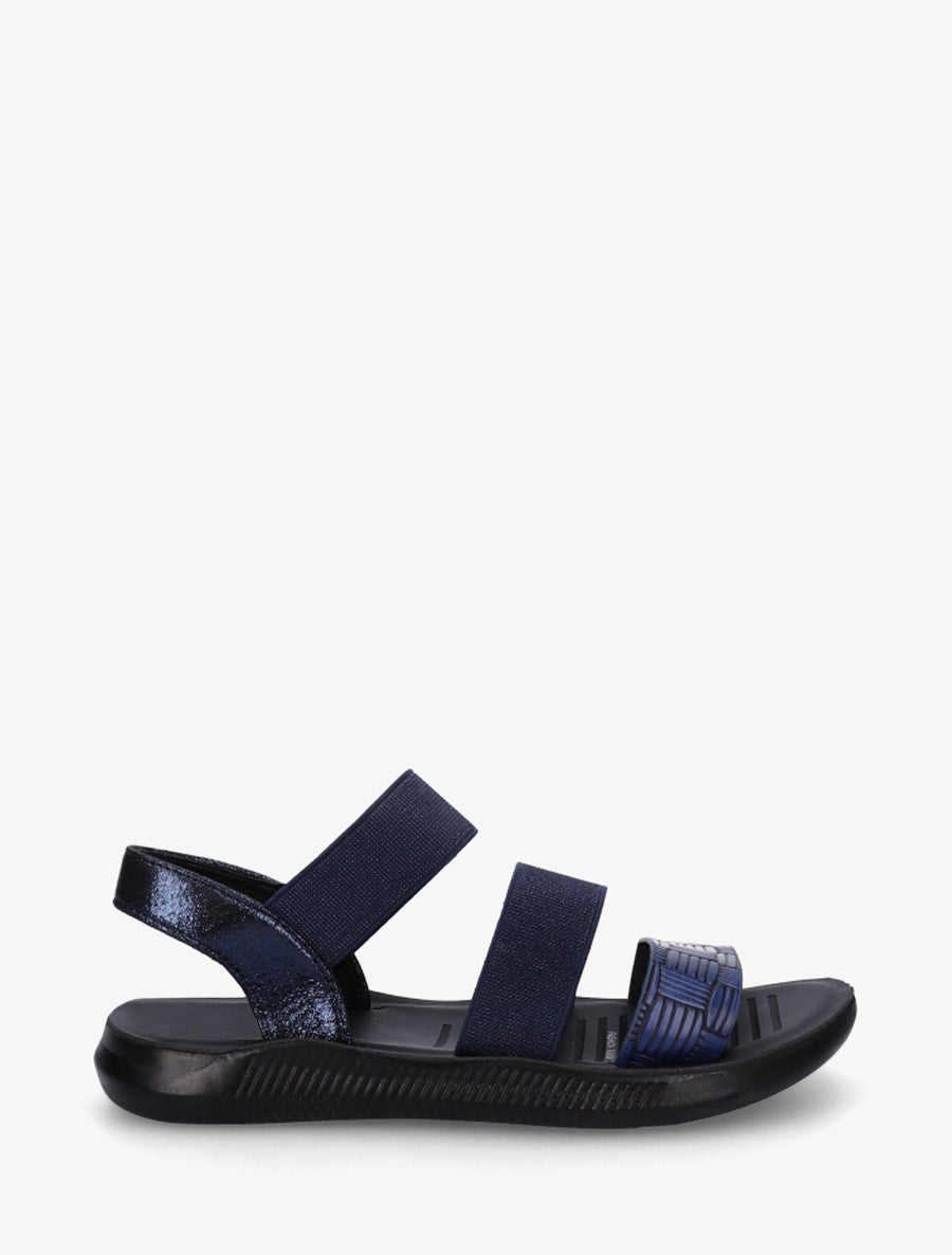 Nu-pieds à brides élastiquées - Marine - 1