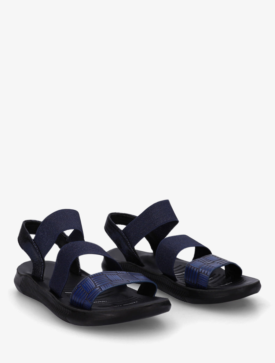 Nu-pieds à brides élastiquées - Marine - 4