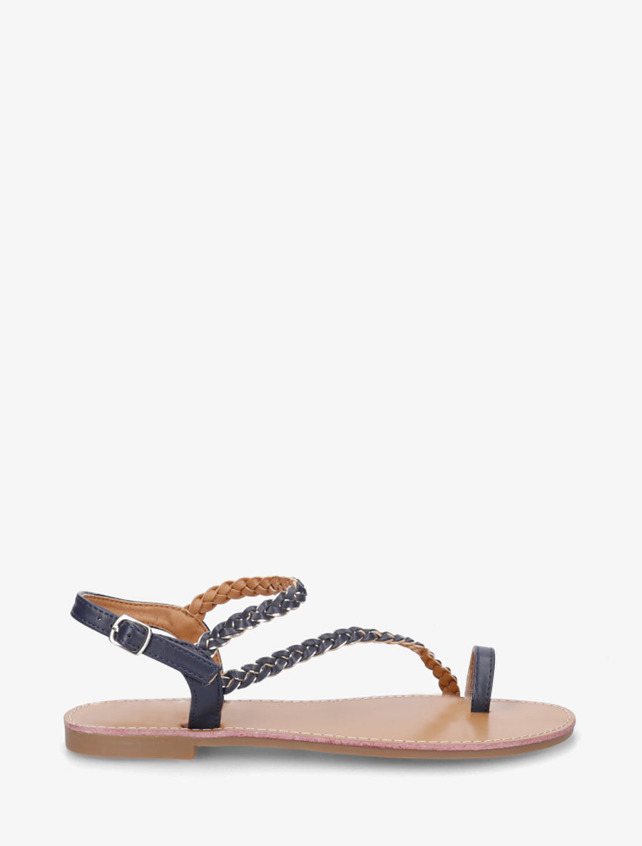 Nu-pieds tressés et irisés à entredoigt - Marine - 1