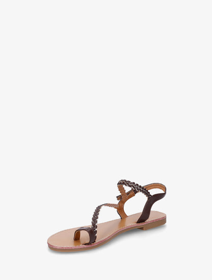 Nu-pieds tressés et irisés à entredoigt - Marron - 3