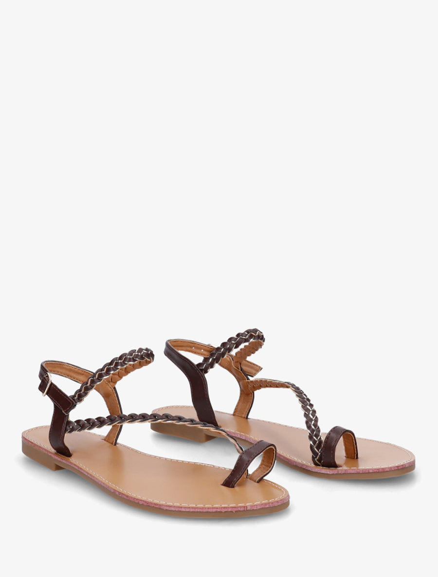 Nu-pieds tressés et irisés à entredoigt - Marron - 4