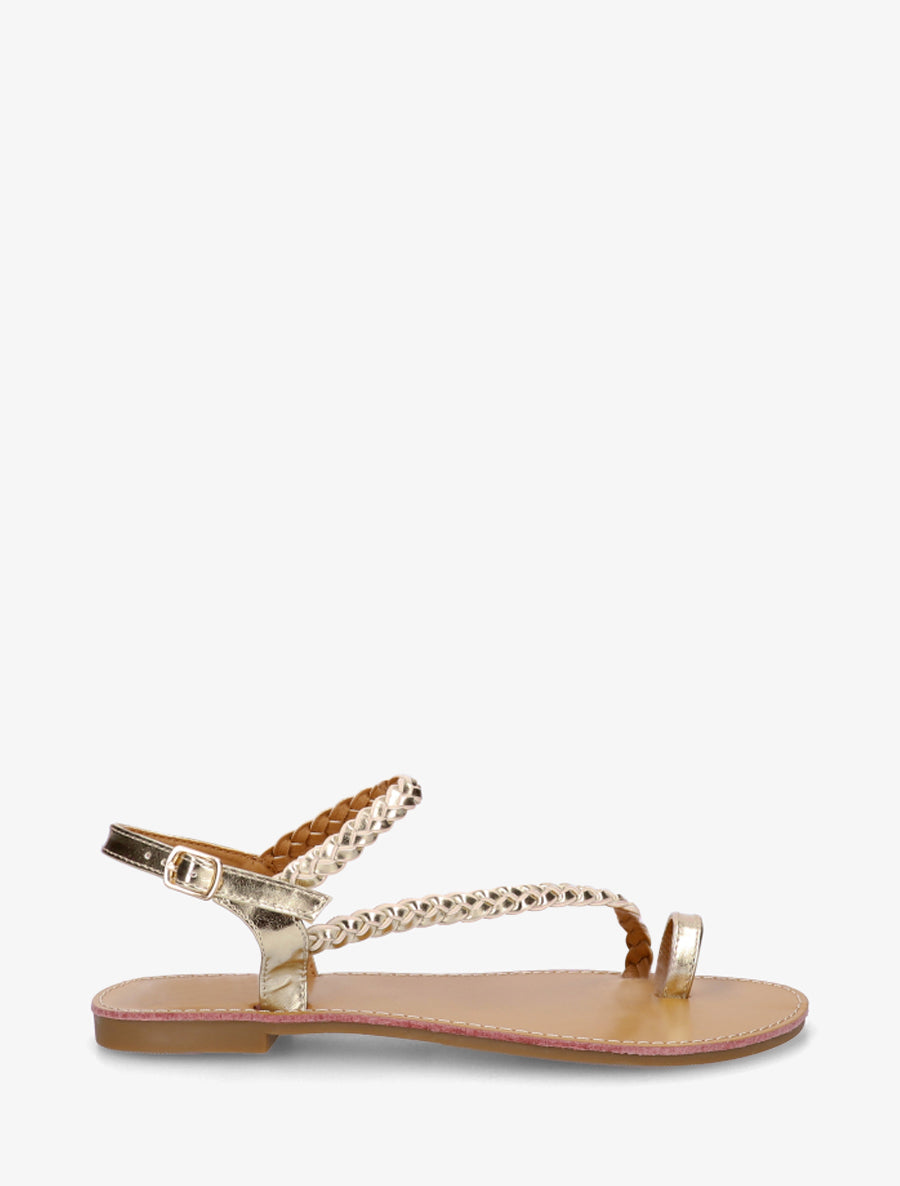 Nu-pieds tressés et irisés à entredoigt - Or - 1