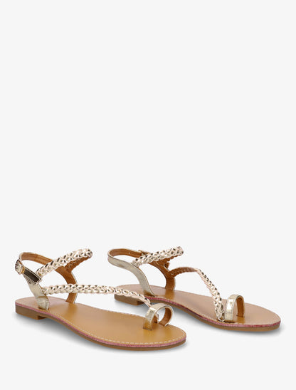 Nu-pieds tressés et irisés à entredoigt - Or - 4