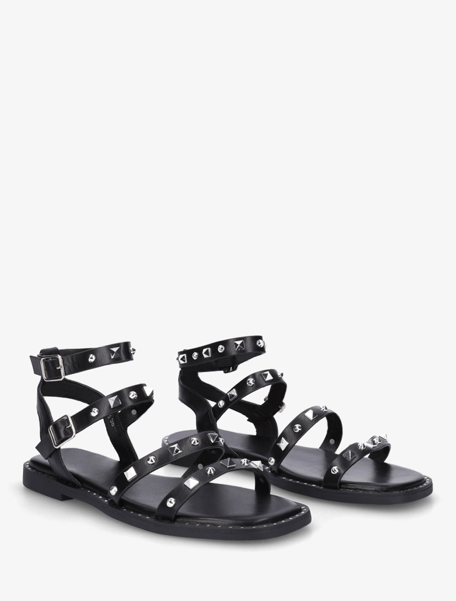 Nu-pieds à multibrides cloutées - Noir - 4
