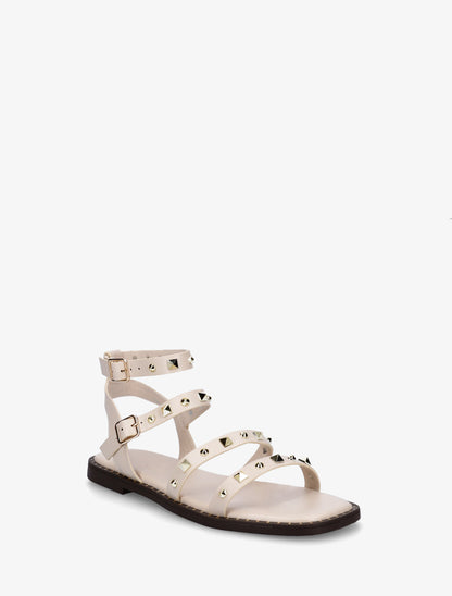 Nu-pieds à multibrides cloutées - Beige - 2
