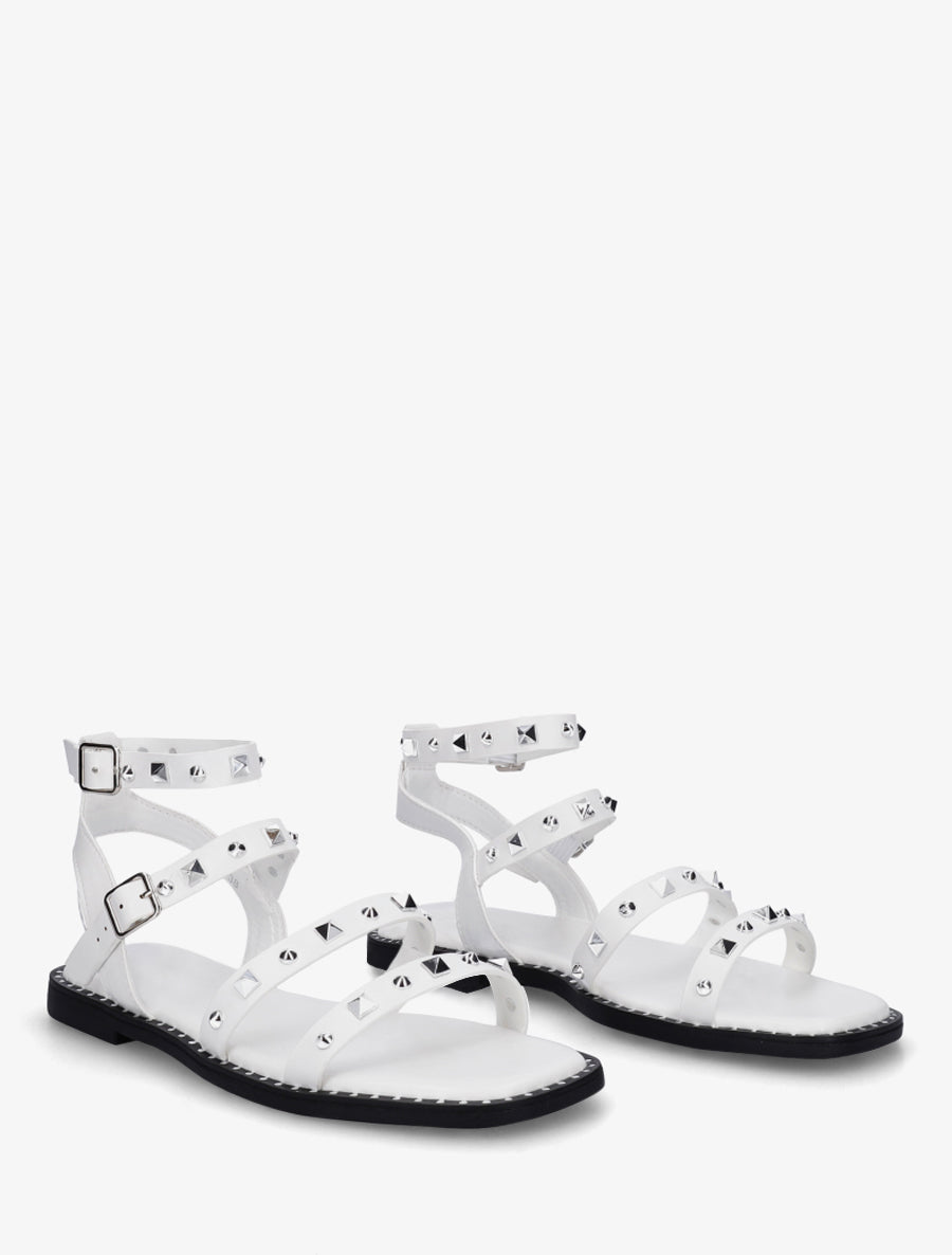 Nu-pieds à multibrides cloutées - Blanc - 4