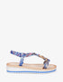 Sandales compensées à empiècement bijoux en bois - Bleu - 1
