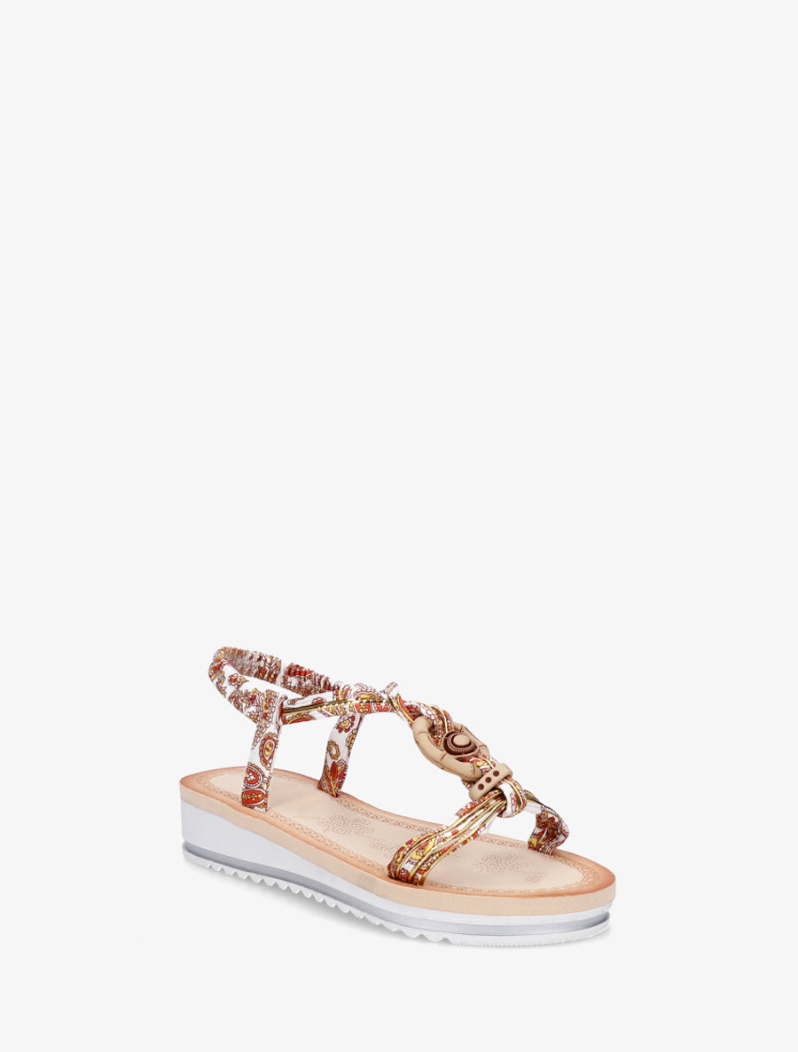 Sandales compensées à empiècement bijoux en bois - Blanc - 2