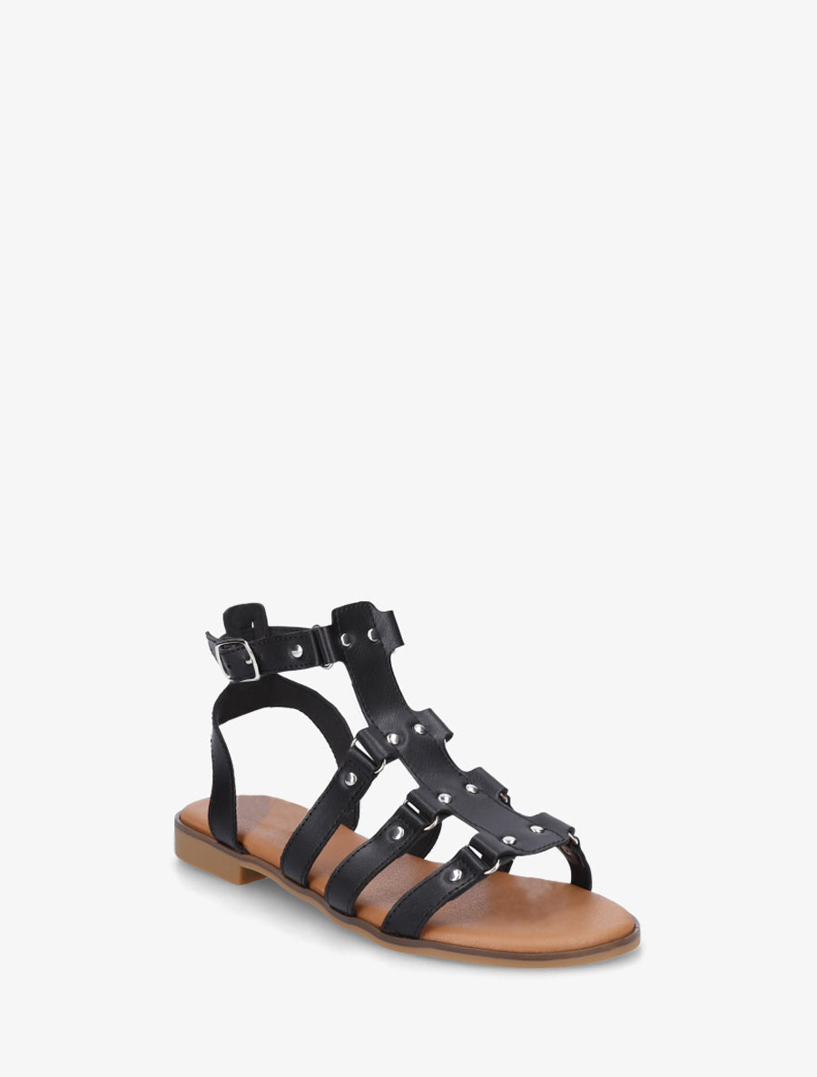 Nu-pieds en simili à clous style spartiates - Noir - 2