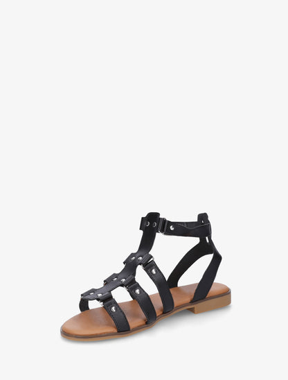 Nu-pieds en simili à clous style spartiates - Noir - 3