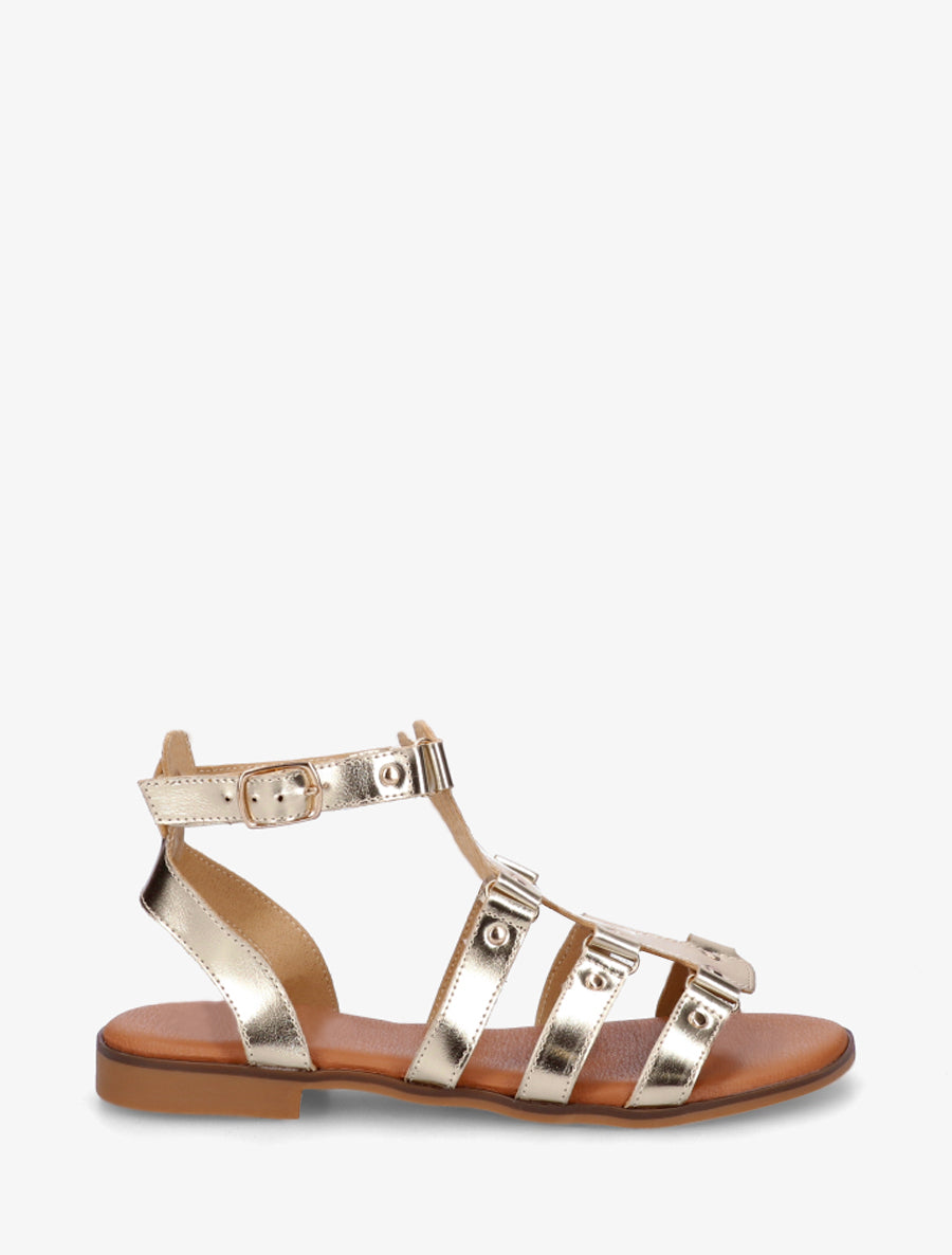 Nu-pieds en simili à clous style spartiates - Or - 1