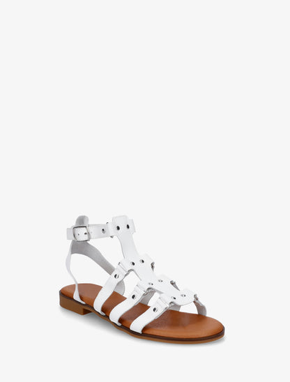 Nu-pieds en simili à clous style spartiates - Blanc - 2