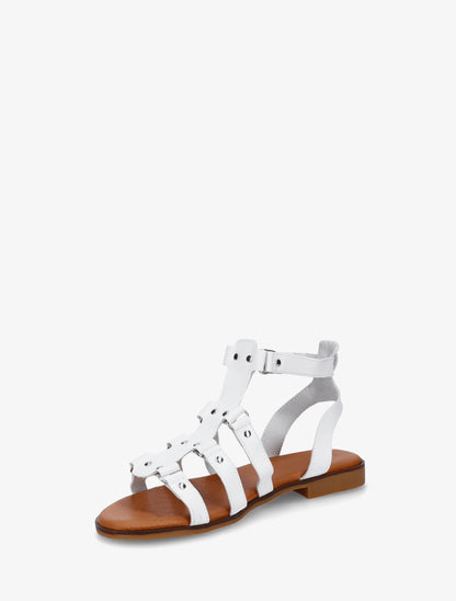 Nu-pieds en simili à clous style spartiates - Blanc - 3