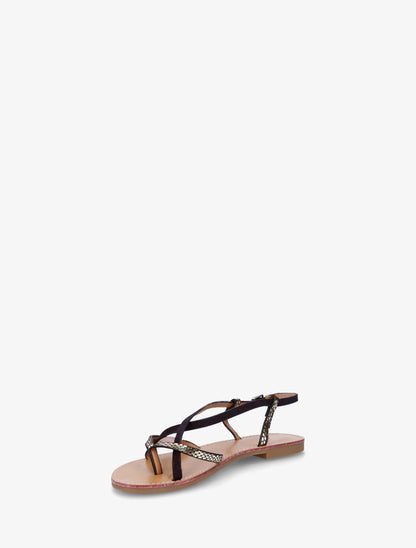 Nu-pieds effet python à brides croisées - Noir - 3