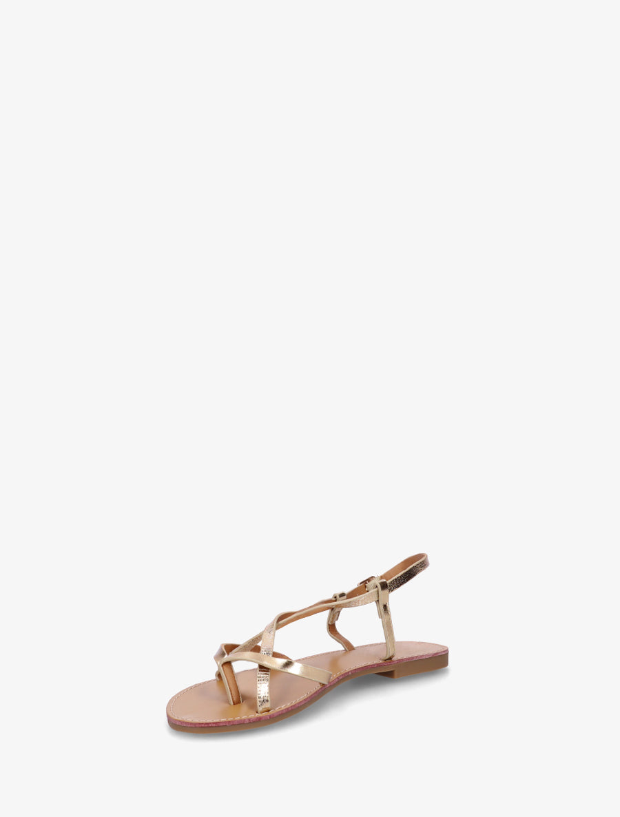 Nu-pieds effet craquelé à brides croisées - Or - 3