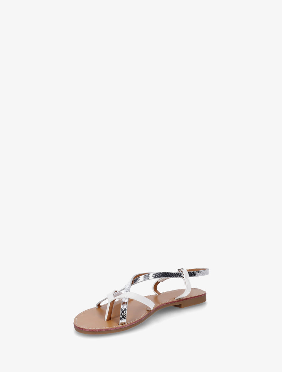Nu-pieds effet python à brides croisées - Argent - 3