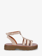 Sandales style spartiates en suédine - Beige - 1