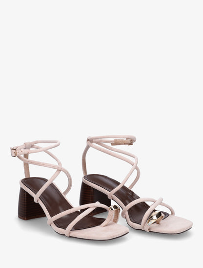 Sandales à fines brides et empiècement métal - Rose - 4