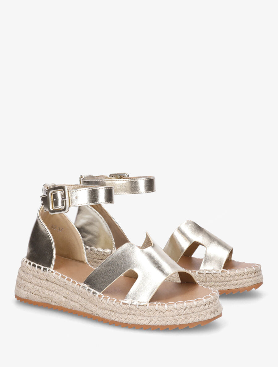Sandales en simili style espadrilles - Or - 4