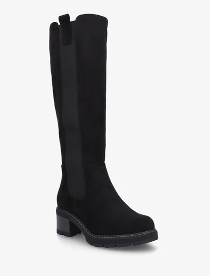 Bottes élastiquées en suédine à bout rond - Noir - 2