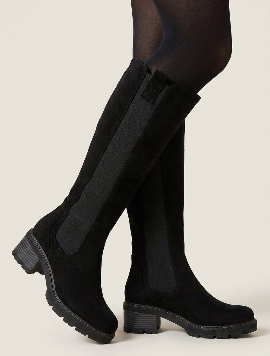 Bottes suédine à semelle crantée - Noir