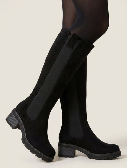 Bottes suédine à semelle crantée - Noir