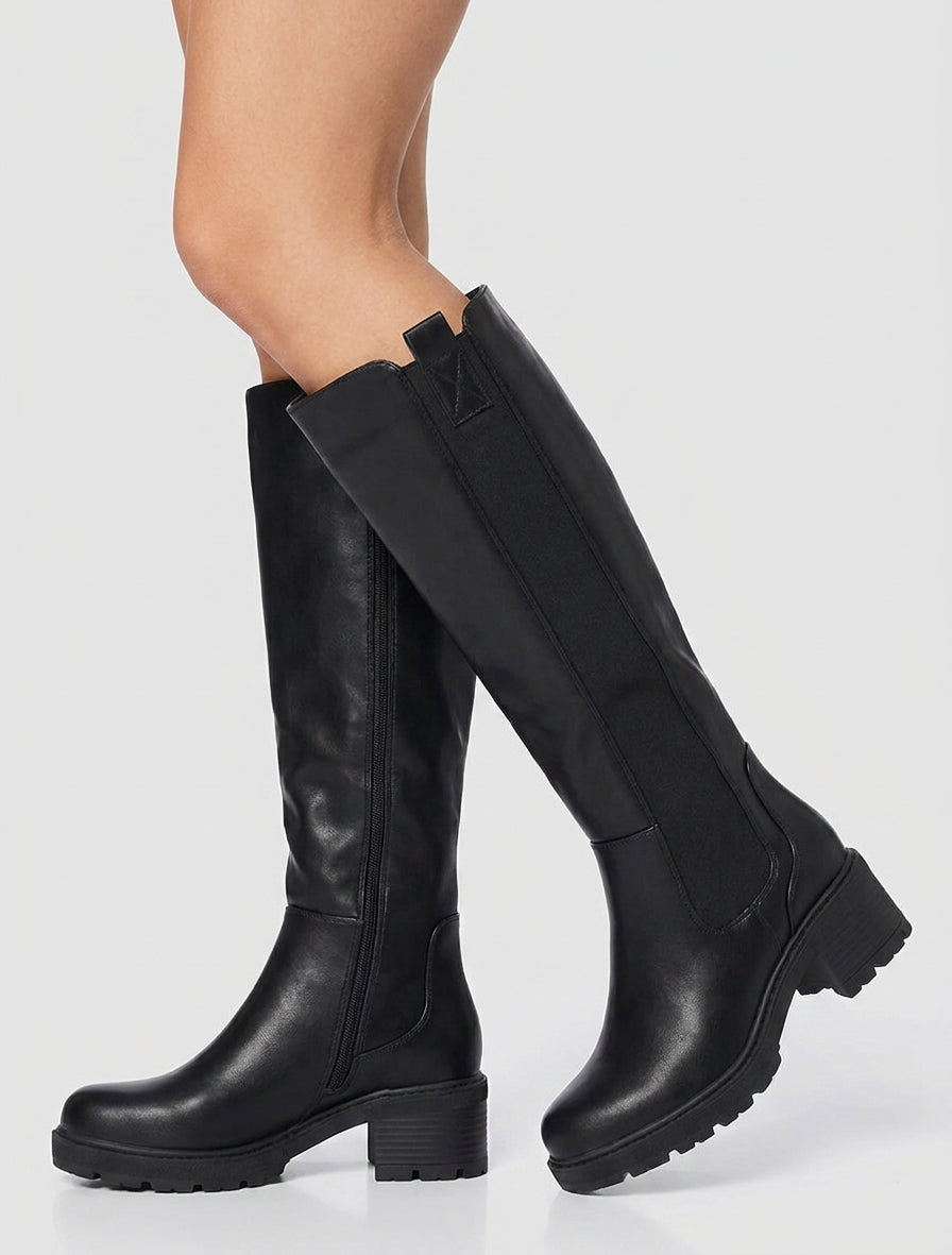 Bottes à bande élastiquée et semelle crantée - Noir