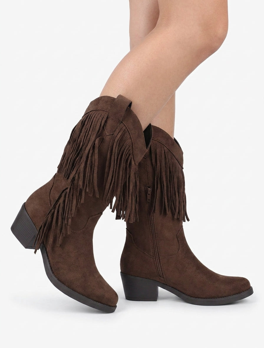 Bottines santiags talon bottier - Marron