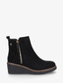 Bottines en suédine à talon semi-compensé et zip - Noir - 1